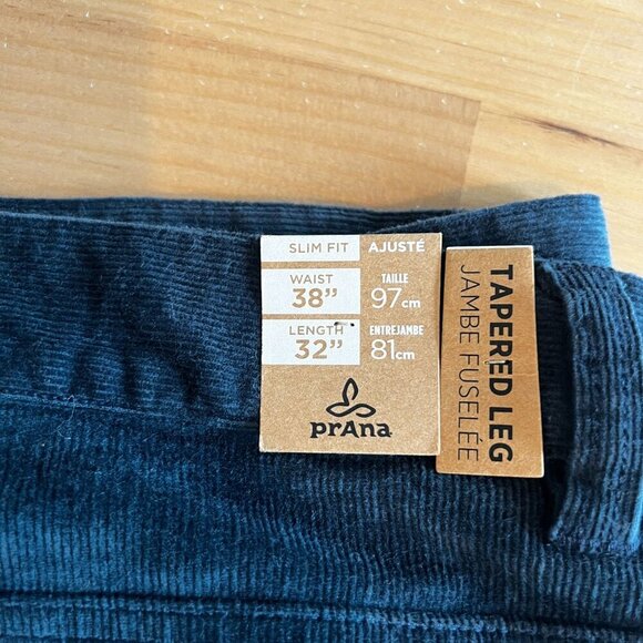 prAna Mens Campfire Corduroy Pant Slim Fit 38"W/32" in Stormy Night - Picture 6 of 8
